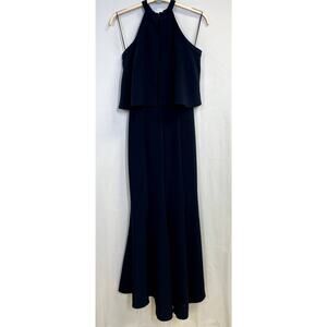 CARMEN MARC VALVO Kayla Cold Shoulder Ruffle Halter Neck Ball Gown Size 6